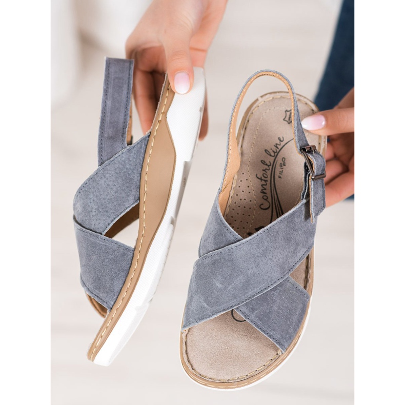 Filippo Sandalias de cuero en la plataforma gris 2