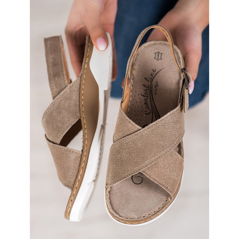 Filippo Sandalias de cuero en la plataforma marrón 1