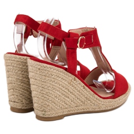 Anesia Paris Sandalias de cuña de moda rojo 1