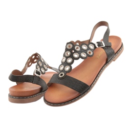 Sandalias de mujer con pedrería negra de Sergio Leone negro 4