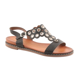 Sandalias de mujer con pedrería negra de Sergio Leone negro 1