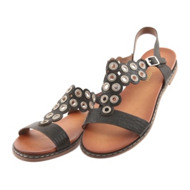 Sandalias de mujer con pedrería negra de Sergio Leone negro 3