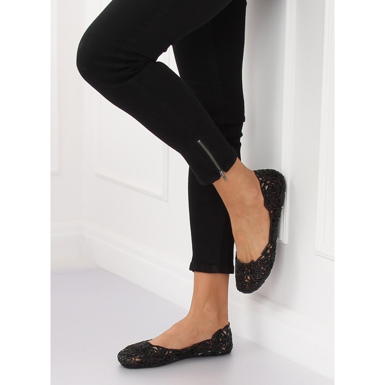 Bailarinas de goma negra QX-02 Black negro 2 Bailarinas de goma negra QX-02 Black negro 2