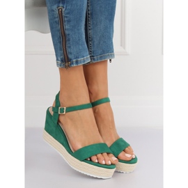 Sandalias de cuña alpargatas verdes LY9109 Verde 1