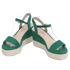 Sandalias de cuña alpargatas verdes LY9109 Verde 2