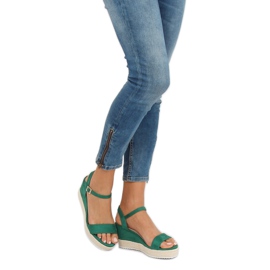 Sandalias de cuña alpargatas verdes LY9109 Verde 3