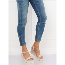 Sandalias beige con alpargatas de cuña LY9109 Beige 2