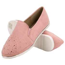 SHELOVET Slipons de gamuza rosado 4