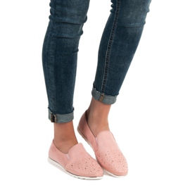 SHELOVET Slipons de gamuza rosado 5