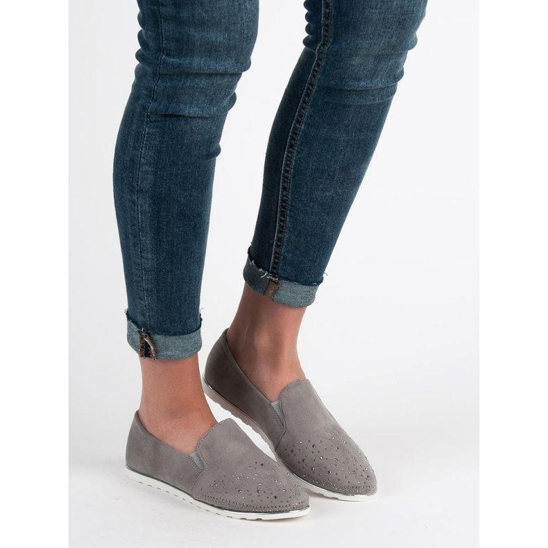 SHELOVET Slipons de gamuza gris 1