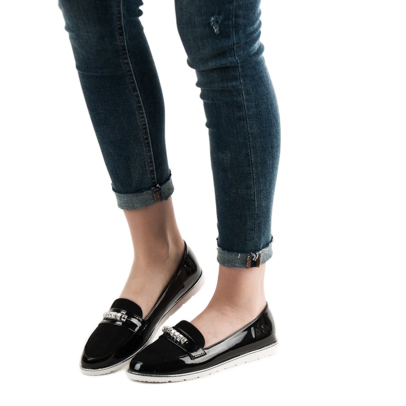 SHELOVET Mocasines lacados en negro 2 SHELOVET Mocasines lacados en negro 2