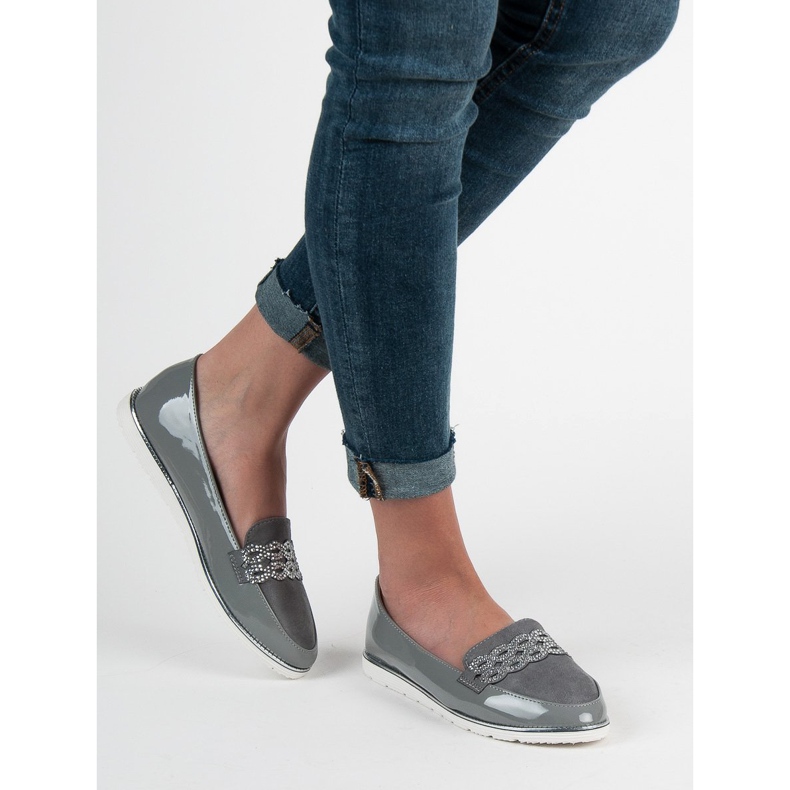 SHELOVET Mocasines lacados gris 2