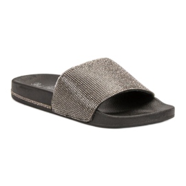 Best Shoes Pantuflas Con Circonita Cúbica negro 1