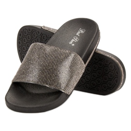 Best Shoes Pantuflas Con Circonita Cúbica negro 3