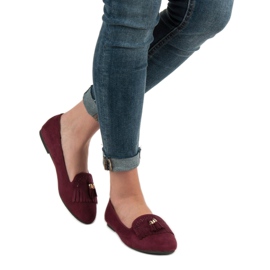 SHELOVET Mocasines con flecos rojo 1