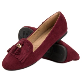 SHELOVET Mocasines con flecos rojo 4