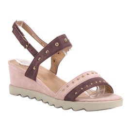 Kylie Sandalias con diamantes de imitación multicolor rosado 3