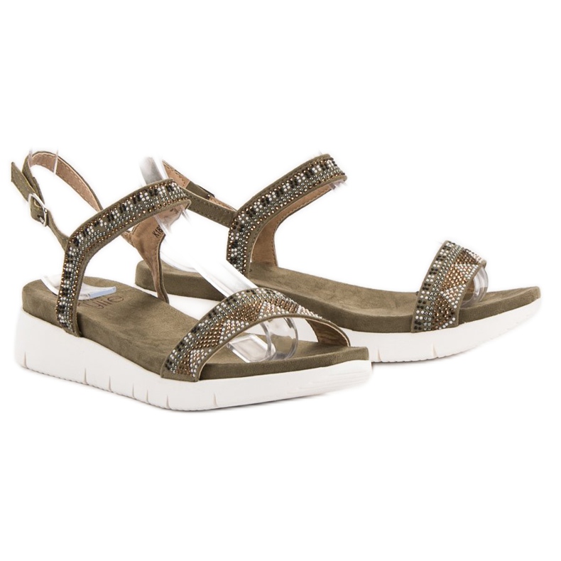 Kylie Sandalias de cuña caqui verde 1