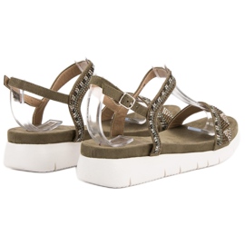 Kylie Sandalias de cuña caqui verde 6