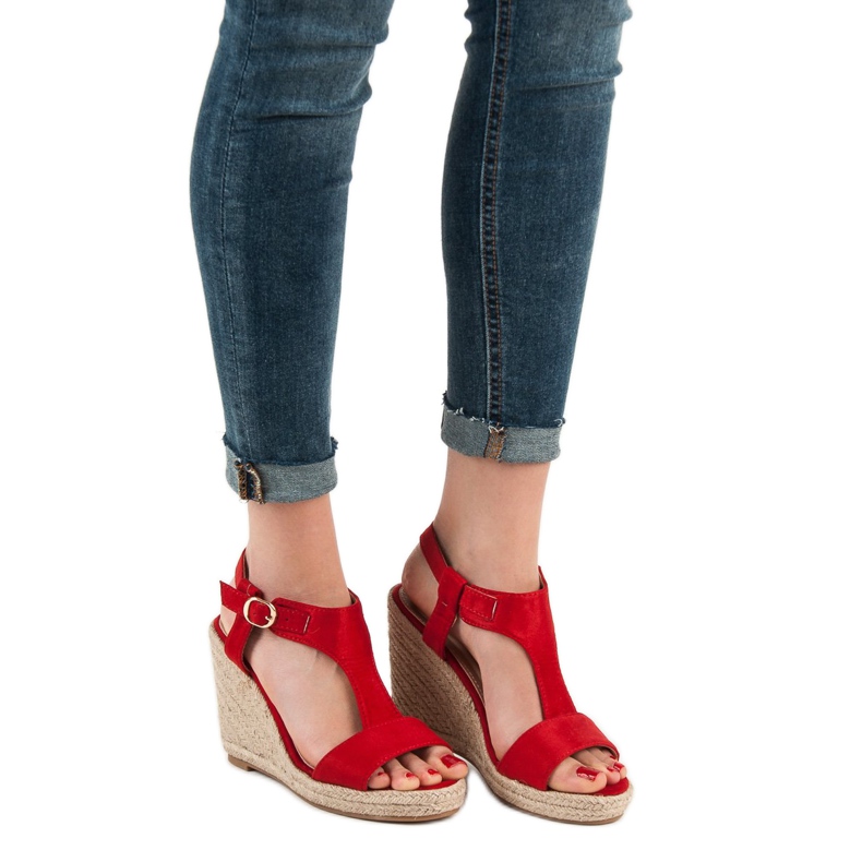 Anesia Paris Sandalias de cuña de moda rojo 2