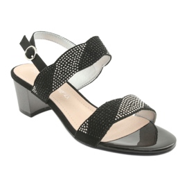 Sergio Leone Sandalias en el SK795 Post Negro con circones 1