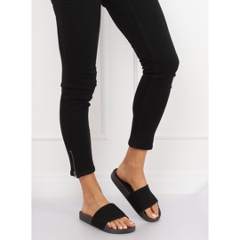 Pantuflas negras con cinturón de punto PT-110 Negra negro 3