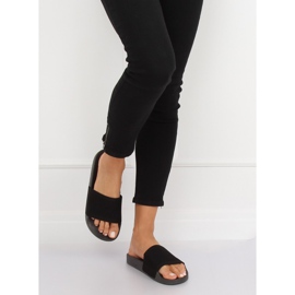 Pantuflas negras con cinturón de punto PT-110 Negra negro 2