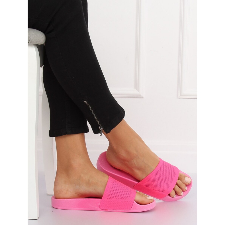 Pantuflas con cinturón de punto rosa PT-110 Fucsia 1