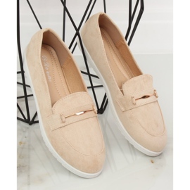Mocasines beige de mujer BJ600-E25 Apricot 2