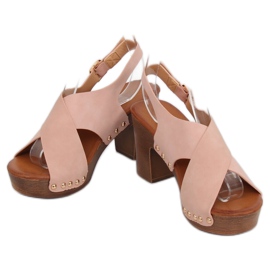 Sandalias ala rosa zuecos D-131 Rosa rosado 3