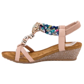 SHELOVET Sandalias con adornos rosado 3