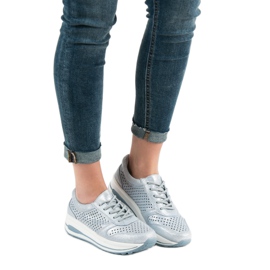 Filippo Zapatos de brocado de piel azul 2