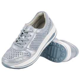 Filippo Zapatos de brocado de piel azul 1