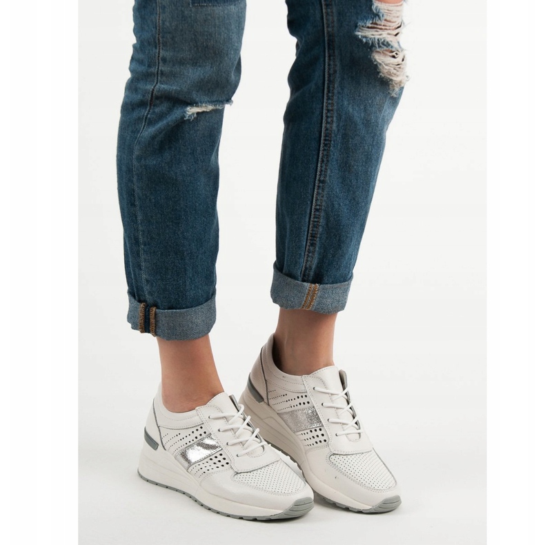 Filippo Zapatillas de cuero con cuña blanco 2