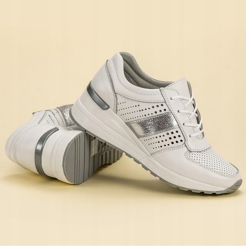 Filippo Zapatillas de cuero con cuña blanco 1