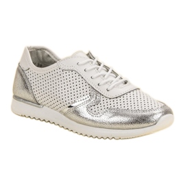 Filippo Zapatos de cuero plateados blanco gris 1