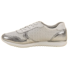 Filippo Zapatos de cuero plateados blanco gris 2