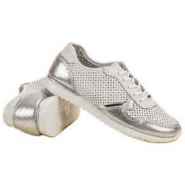 Filippo Zapatos de cuero plateados blanco gris 3