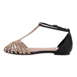 SHELOVET Sandalias de moda con circonita cúbica negro marrón 4