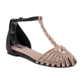 SHELOVET Sandalias de moda con circonita cúbica negro marrón 5