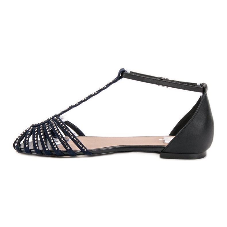 SHELOVET Sandalias de moda con circonita cúbica negro azul 2