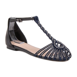 SHELOVET Sandalias de moda con circonita cúbica negro azul 3