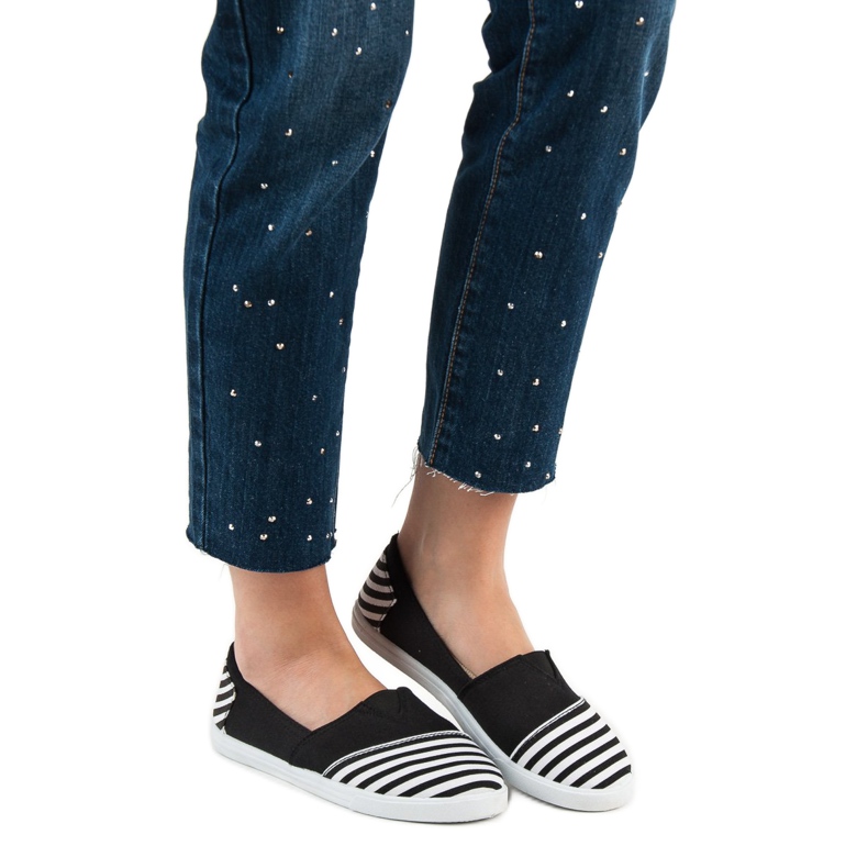 SHELOVET Zapatillas sin cordones ligeras blanco negro 2