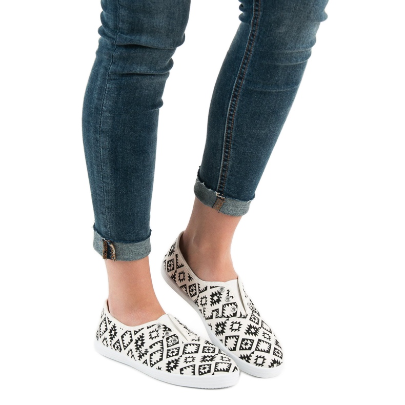 SHELOVET Zapatillas slip-on blanco negro 1