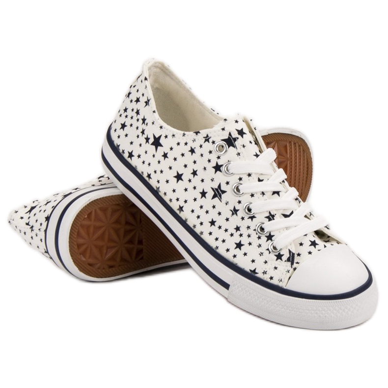 J. Star Zapatillas beige con estrellas blanco negro 1