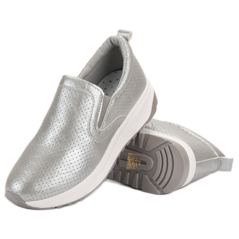 SHELOVET Zapatos sin cordones plateados gris 1
