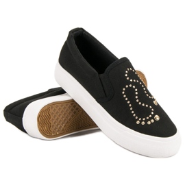 J. Star Slipons con diamantes de imitación negro 3