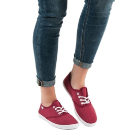 SHELOVET Zapatillas con cordones rojo 2