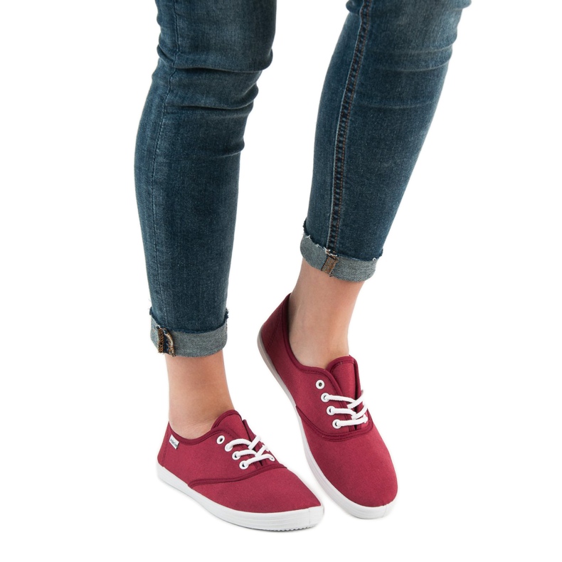 SHELOVET Zapatillas con cordones rojo 2