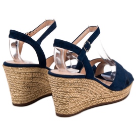 Best Shoes Sandalias azul marino en cuña 1